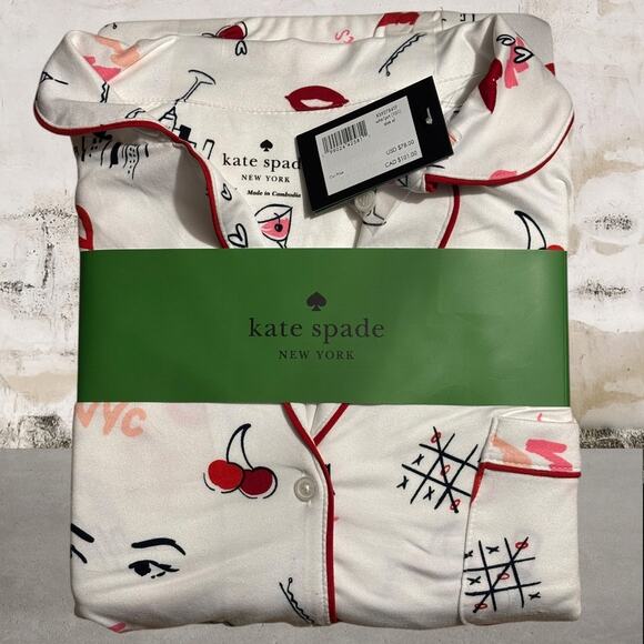 Kate Spade NWT With Love Long PJ Set Pajamas Size XL - Picture 2 of 4